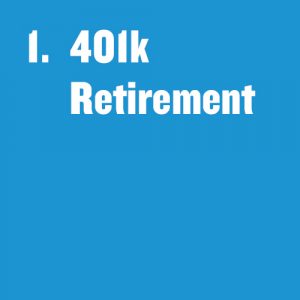 Tile that says, "401k Retirement"