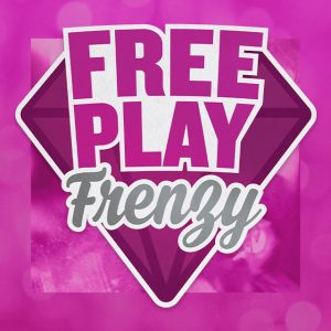 Free Play Frenzy with full pink boxed background