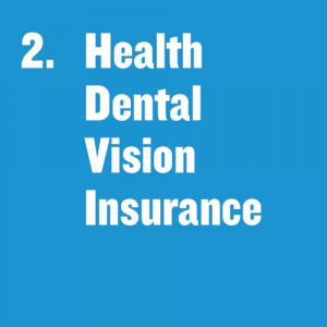 Tile that says "Health, Dental, Vision Insurance"