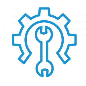 Icon with wrench and gears