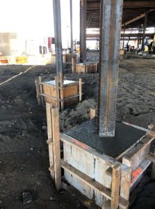 Pouring steel support foundation at the administration office expansion