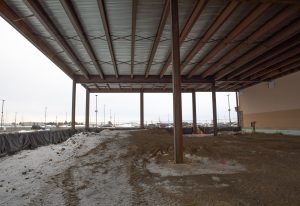 Steel support beams in ceiling in new expansion area