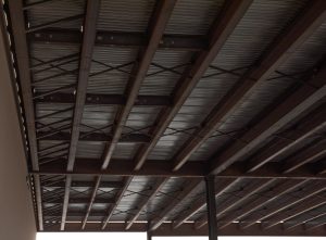 Steel support beams in ceiling in new expansion area