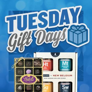 Tuesday Gift Days graphic with chocolate box and Spicology seasoning