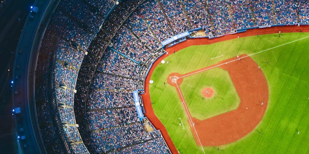 Arial photo of baseball stadium from 500ft