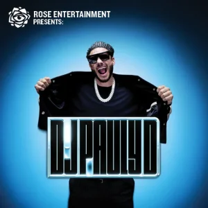 Promotional poster: man in sunglasses tears open his jacket to reveal a glowing 'DJ ARSHD' sign against a blue background.