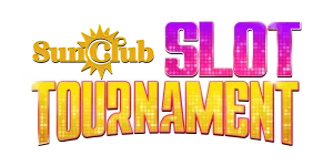 Vibrant logo featuring 'SunClub' with a sun illustration, then large gradient gold-to-pink letters spelling 'TOURNAMENT' in a dotted pattern.
