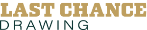 Banner with two-line text reading 'LAST CHANCE' in gold and 'DRAWING' in dark teal.